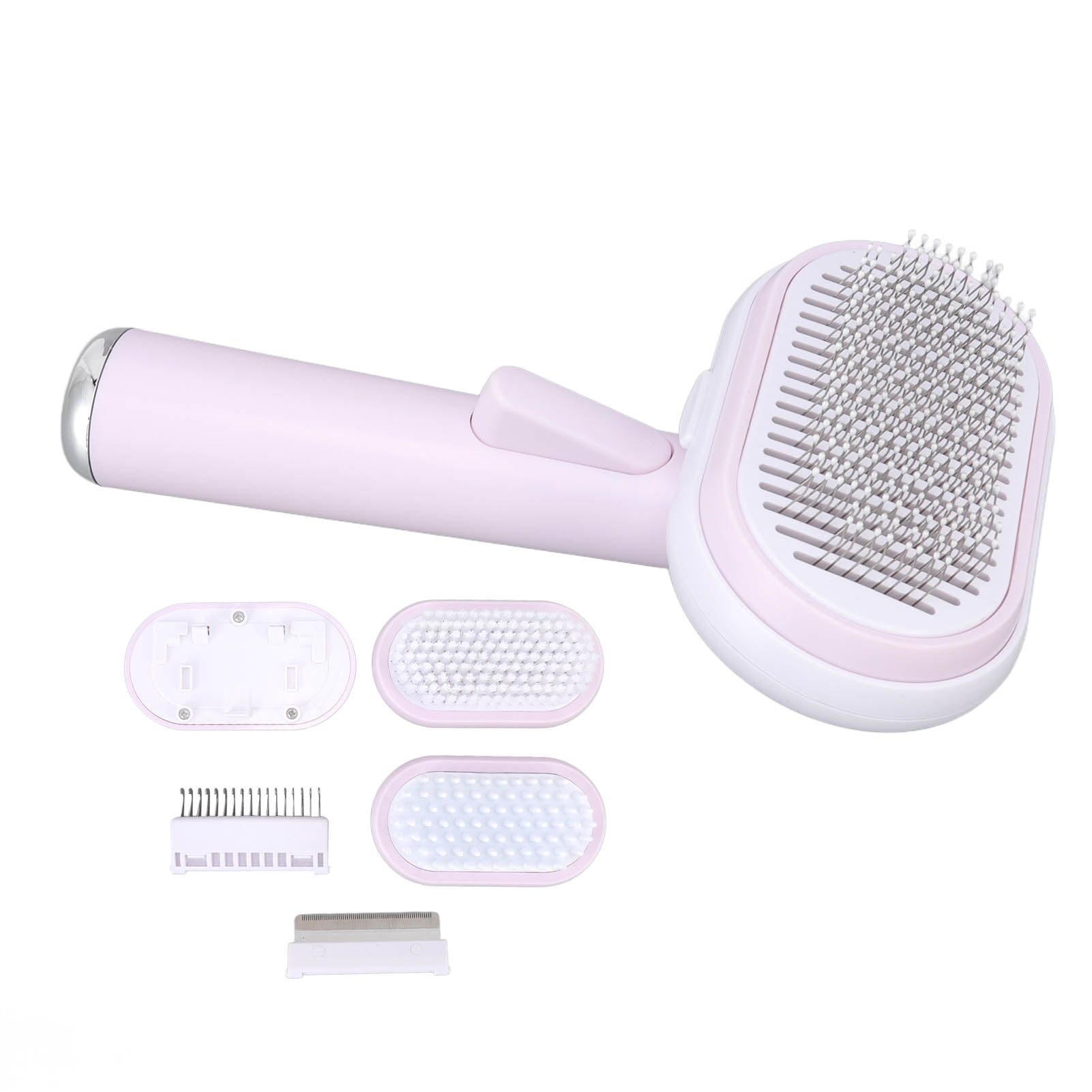 Pet Massage Brush Set, One Button Hair Removal Automatic Knot Opening Self  Cat Shedding Brush  For Sofa For Car Pink 5 In 1