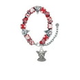 thumbnail image 2 of Silvertone Antiqued Angel with Bow & Crystal Red Christmas Bead Bracelet, 2 of 4
