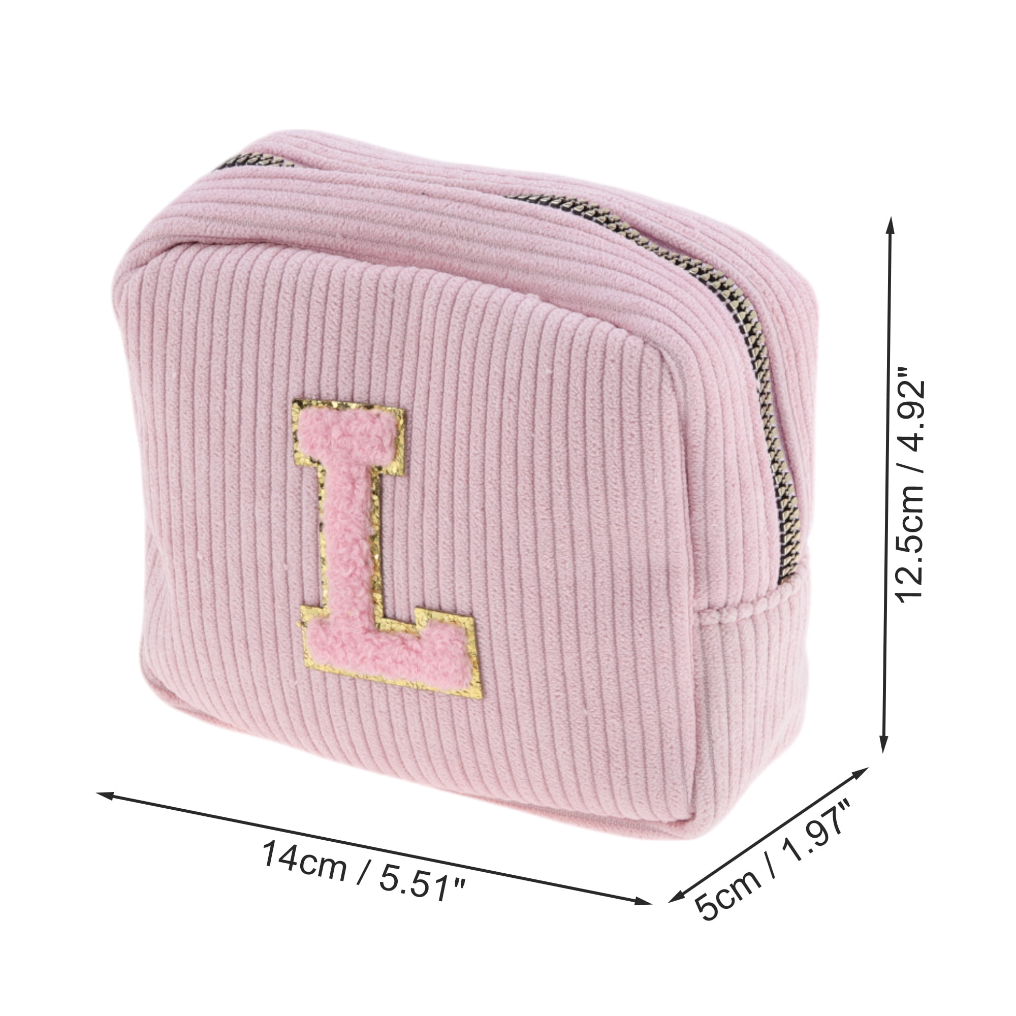 Unique Bargains 1 Pc Letter L Pattern Makeup Bag For Travel with Smooth Zipper Pink