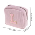 thumbnail image 2 of Unique Bargains 1 Pc Letter l Pattern Makeup Bag for Travel Pink Corduroy, 2 of 6