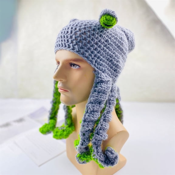 Bomber Hats AURORADY Adult Halloween Party Tricky Funny Head Cover Crochet Yarn Hat Crochet Hat the Perfect Addition To Your Everyday Winter Wardrobe, Beanie Hat B