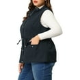 thumbnail image 4 of Agnes Orinda Women's Plus Size Sleeveless Anorak Cargo Coats Zip Button Drawstring Waist Vest Jackets 2X Navy Blue, 4 of 7