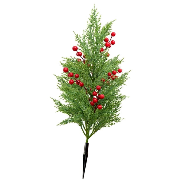 de Ciprés Artificial con Rojos Artificiales para Decoración Navideña Al Aire Libre