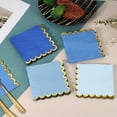 thumbnail image 4 of Uxcell 100 Pcs Scalloped Cocktail Napkins with Gold Foil Edges, 5 x 5 Inch Disposable Scalloped Paper Napkins for Wedding Engagement Anniversary Party Tableware Decorations, Shallow Blue, 4 of 7