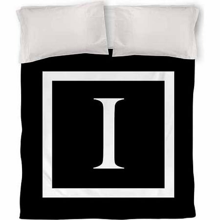 IDG Classic Block Monogram Duvet Cover, Black