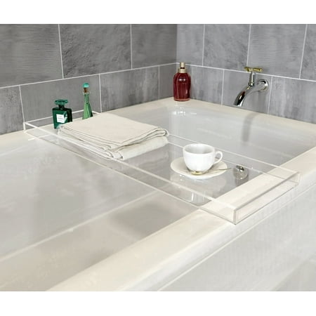 JOYJOO Durable Clear Acrylic Towel Tray Lucite Bathtub Caddy