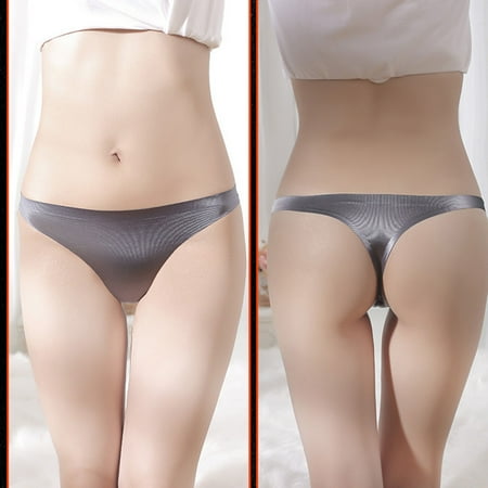 GZWYHT Thongs for Women Clearance No Show Underwear Fashion Female Underwear Sexy Transparent Ice Silk Low Waist Seamless T-thong Womens Underwear Sexy Underwear Sexy Panties Dark Grey L