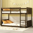 thumbnail image 4 of Harper & Bright Designs Floor Bunk Bed Twin over Twin with Headboard and Footboard, Solid Wood Bunk Bed Frame with Ladder and Guardrail, Antique Dark Oak, 4 of 9