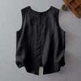 thumbnail image 2 of Sleeveless Vest For Women Crew Neck Solid Color Summer Loose Fit Button Down Casual Tank Tee Shirts Blouses Tops, 2 of 4