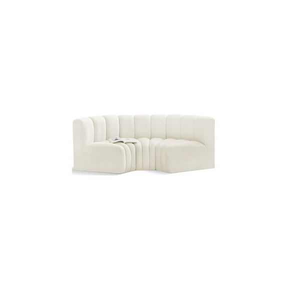 Meridian Furniture Arc Cream Velvet Modular Sectional
