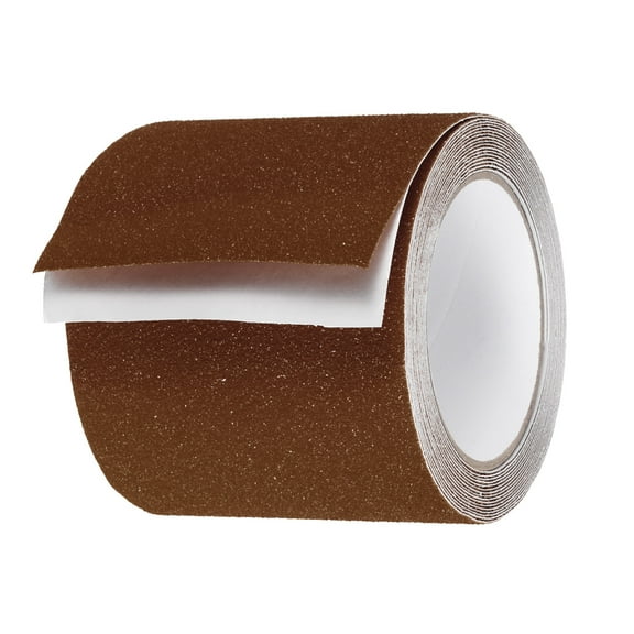Uxcell Non Skid Tape 4 in x 16.5 ft Frosted Non Slip Grid Tape Self-Adhesive Backing for Stairs Treads Brown