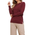 thumbnail image 1 of Suéteres de punto para mujeres Cuello redondo de manga larga Top de suéter de punto Conjunto casual de otoño 2025 XL Rojo vino, 1 of 6