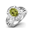 thumbnail image 2 of 8x6mm Oval Peridot 925 Sterling Silver Filigree Celtic Mother's Day Gift Ring, 2 of 4