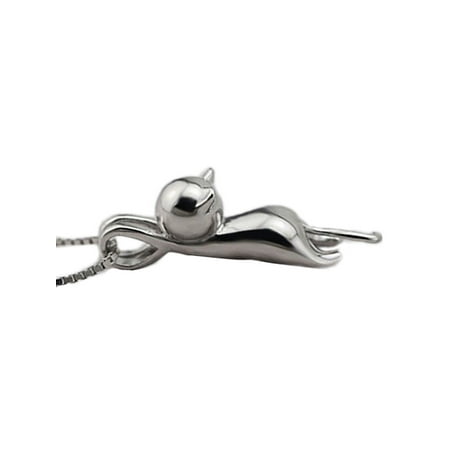Silver Plated Cat - Stylesilove Silver Plated Cute Tiny Cat Pendant Necklace