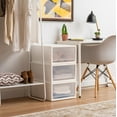 thumbnail image 3 of IRIS 34 Qt Shallow Plastic Drawers, Under Bed Storage Bins, Stackable, Modular 3Pk, 3 of 6