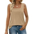 thumbnail image 2 of CheerKidz Women's Spring and Summer V-Neck Sleeveless Tops Solid Color Casual Blouse,Fashion Loose Fits Tanks,Trendy (Khaki,2XL), 2 of 8