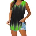 thumbnail image 2 of Womens Tank Tops Plus Size under $5 Sleeveless V-Neck Print Basic Casual Flowy Summer T-Shirt Green M, 2 of 6
