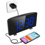 ELEGIANT Digital Alarm Clock with Radio for Bedside or Kitchen, Charging Port, 4 Levels Brightness Adjustable, Snooze Time, Big Display Auto Light Sensor ,Bedside Alarm Clock Included Power Adapter