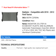 thumbnail image 2 of Radiator - Compatible with 2010 - 2012 Ford Taurus 2011, 2 of 2