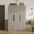 thumbnail image 2 of WIAWG 3-Door Large Wardrobe Armoire Closet with 3 Doors,Wardrobe Cabinet for Hanging Clothes for Bedroom,Brown, 2 of 7