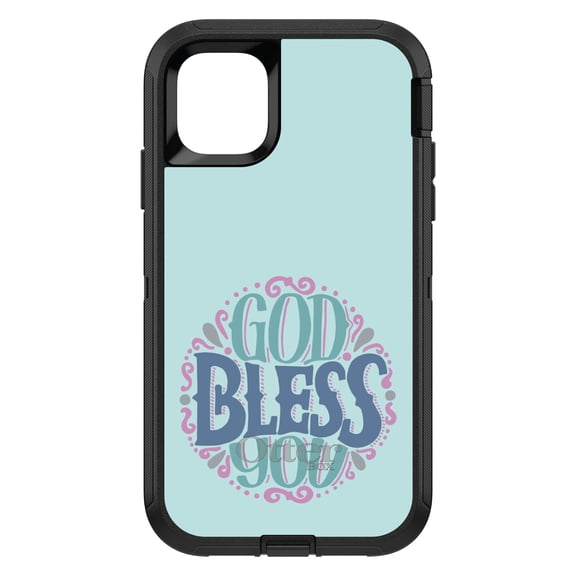 DistinctInk OtterBox Defender Custom Case for Apple iPhone 15 (6.1" Screen) - Circle Floral - Slim Profile Design