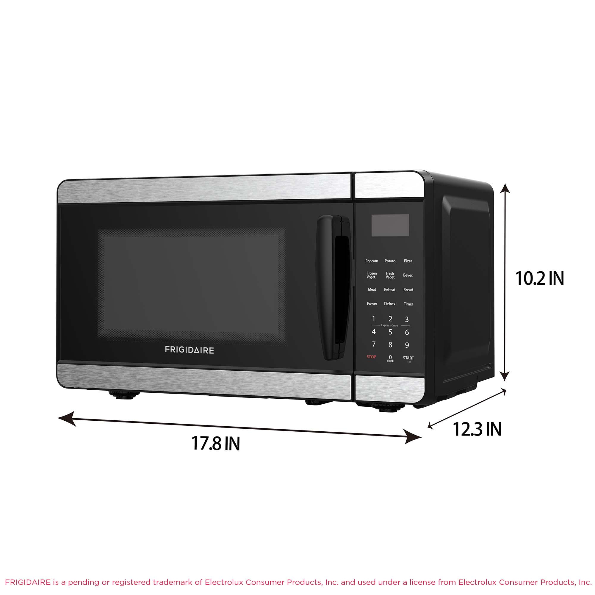 Frigidaire 0.7 Cu. ft. Countertop Microwave Oven, 700 Watt Power, 10 Power Levels, Stainless Steel