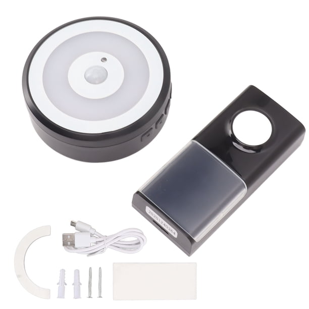 Anillo de puerta inteligente Inducción del cuerpo humano Anillo de puerta alimentado por USB IP55 Impermeable 58 tonos de llamada Anillo de puerta para hotel familiar Edificio de oficinas Negro
