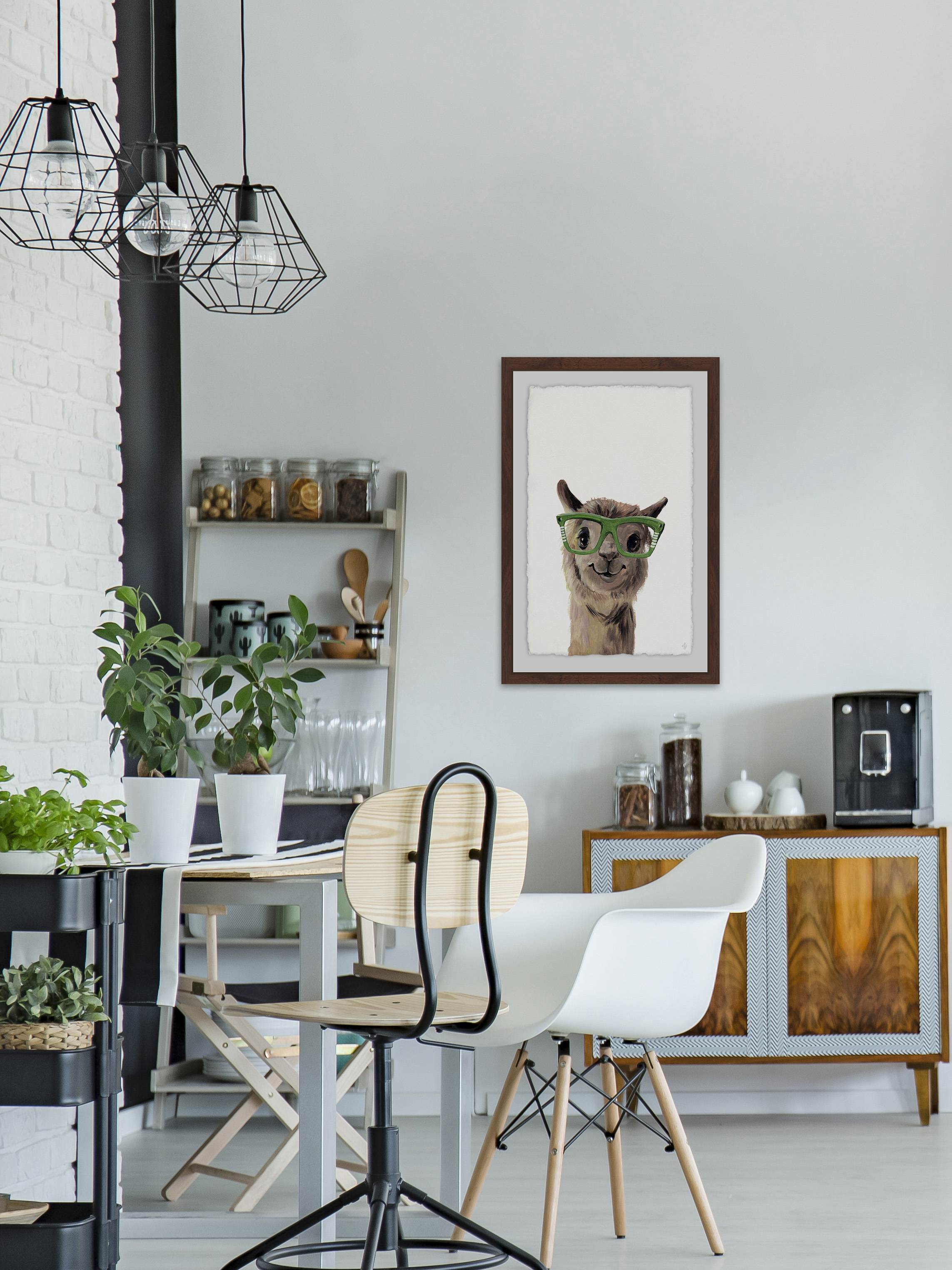 Geeky Llama Framed Painting Print