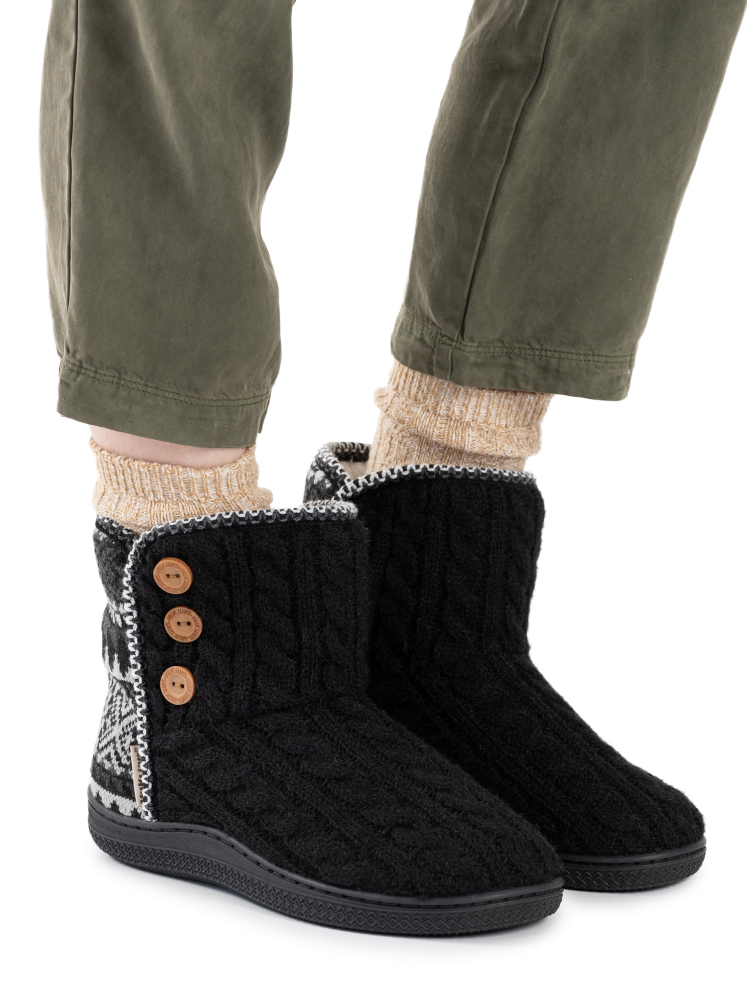 MUK LUKS Women's Sweater Slipper Booties - Walmart.com