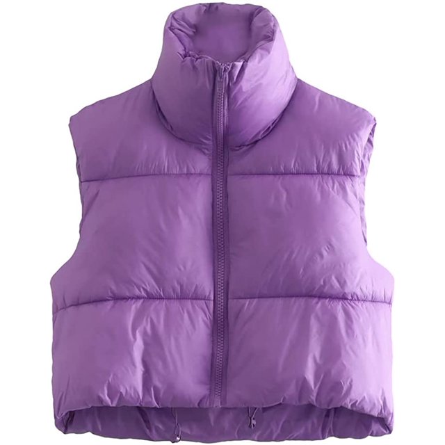 LinYooLi Gilet Court pour Femmes avec Col Montant Gilet Léger Rembourré à Fermeture Éclair 2022