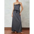 thumbnail image 3 of Mialoley Women's 2 Piece Lounge Set Pajama Set Solid Color Cami Tops Drawstring Wide Leg Pants Sleepwear Sets, 3 of 9