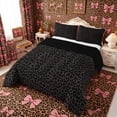 thumbnail image 3 of Meiyoeat Animal Cheetah Print King Size Comforter Sets 3pcs, Minimalist Spot Pattern Comforters King Size, Dark Gray,Black Reversible, 3 of 6
