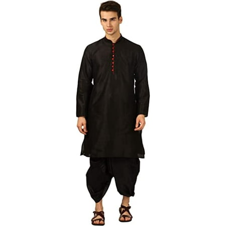

Royal Kurta Mens Art Silk Dhoti Kurta Set (42 Black)