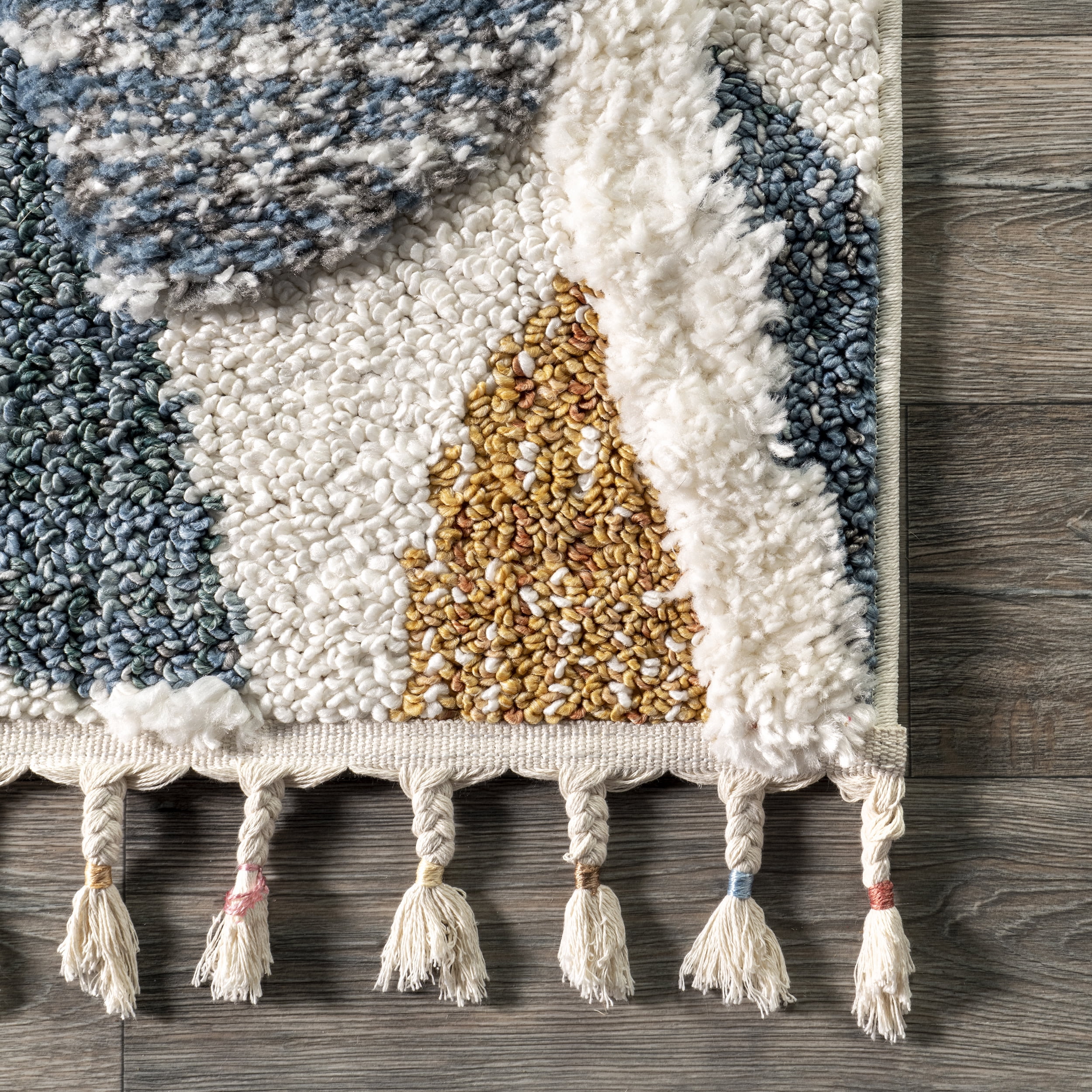 nuLOOM Chaya Abstract High/Low Kids Tassel Area Rug, 5' 3" x 7' 6", Ivory