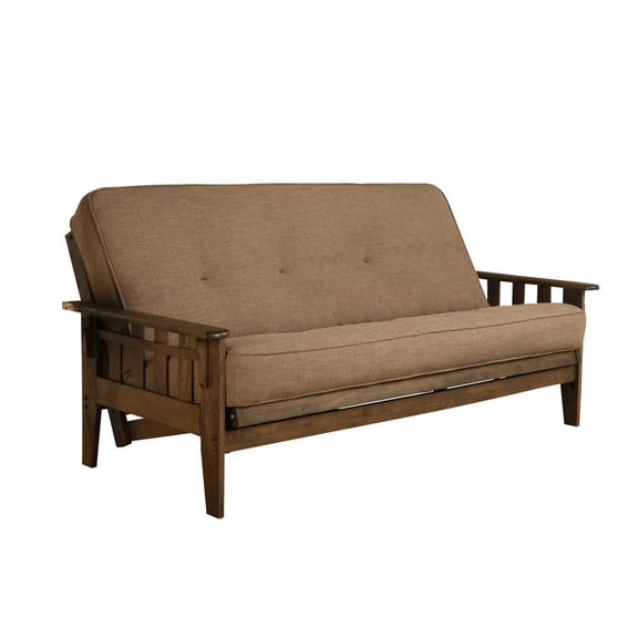 Kodiak Furniture Tucson Frame with Linen Fabric Mattress in Stone Gray/Walnut