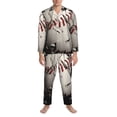 thumbnail image 3 of Fotbe Baseball Breaking Glass Pattern Long Sleeve Pajama Set for Men,Sleepwear Set,2-piece Loungewear Set,Soft PJs Comfy Nightwear with Pockets-Small, 3 of 7