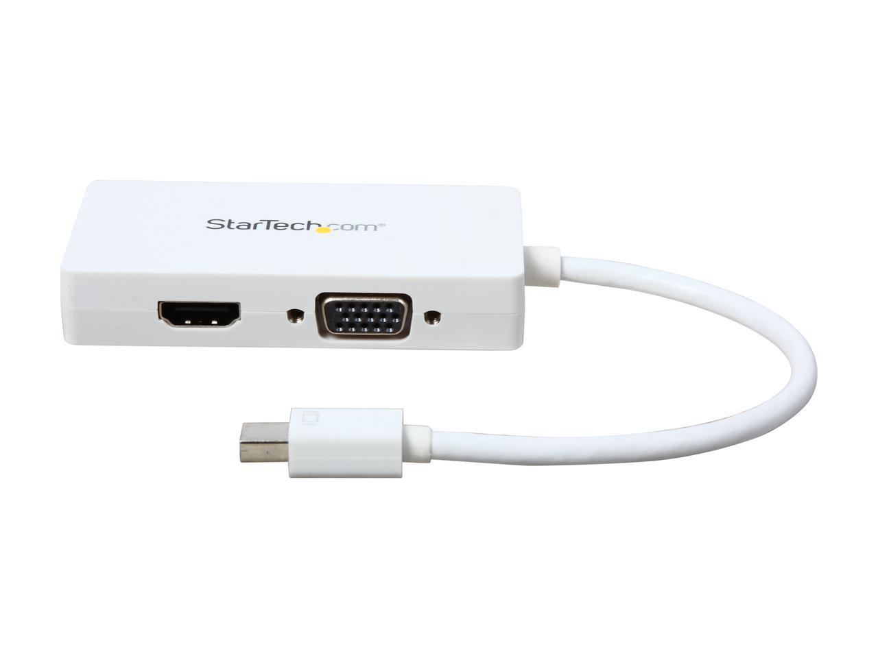 StarTech.com MDP2VGDVHDW Travel A/V Adapter: 3-in-1 Mini DisplayPort to VGA DVI or HDMI Converter - White - image 3 of 6