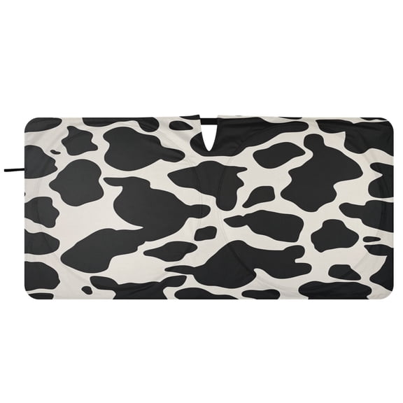 Car Windshield Sunshade with Ring - Foldable UV Protection Sun Shade for Front/Back Window, Heat Insulation,Cow Print Pattern
