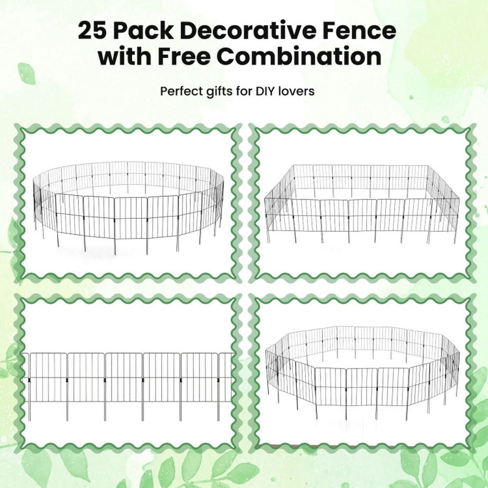 YYAo Privacy Fence Screen, 25 Pack Rustproof Decorative Garden Fence Set for Dog Flower bed