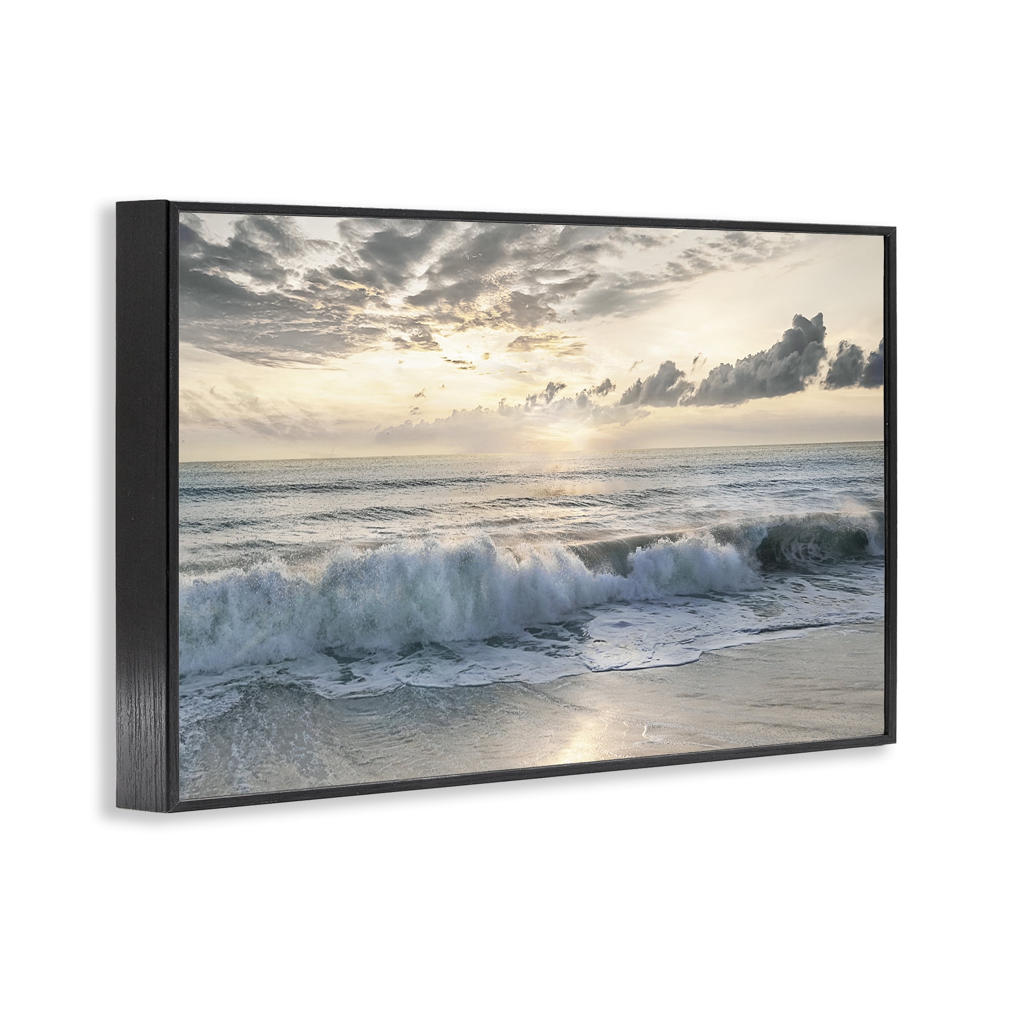 Stupell Industries Sunset Foam Along Shoreline Black Framed Giclee Art, design by Mike Calascibetta