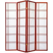 Legacy Decor Double Cross Shoji 4 Panel Room Divider, Cherry