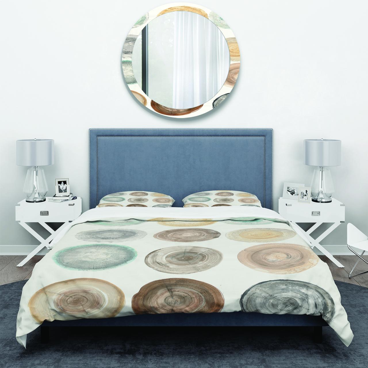 Designart 'Geometric Cream Circles' Geometric Duvet Cover Set