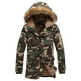 thumbnail image 2 of LoyisViDion Men Mid-Length Hooded Camouflage Zipper Buttons Warm Collar Cotton Jacket Coats Army Green 6(L), 2 of 4