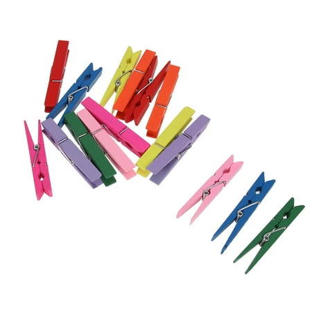 

48PCS Wooden Colored Wooden Clip Snacks Sealing Clips With Hemp Rope（Random Color)