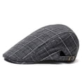 thumbnail image 1 of aturustex Men Cotton Plaid Berets Flat Forward Cap Newsboy Hat Baseball Cap Sun Hat, 1 of 2