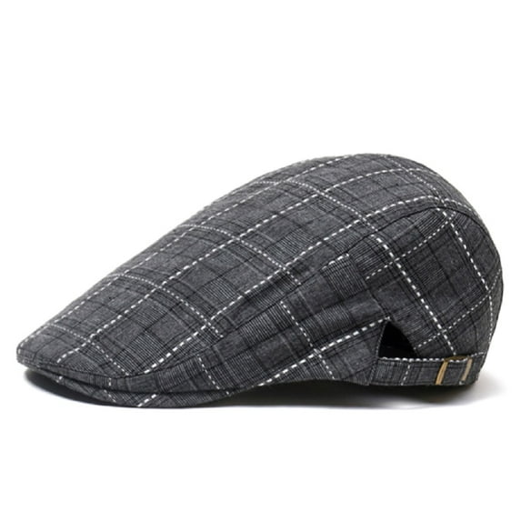 aturustex Men Cotton Plaid Berets Flat Forward Cap Newsboy Hat Baseball Cap Sun Hat