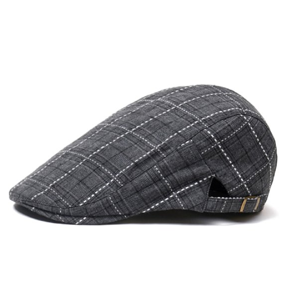 aturustex Men Cotton Plaid Berets Flat Forward Cap Newsboy Hat Baseball Cap Sun Hat