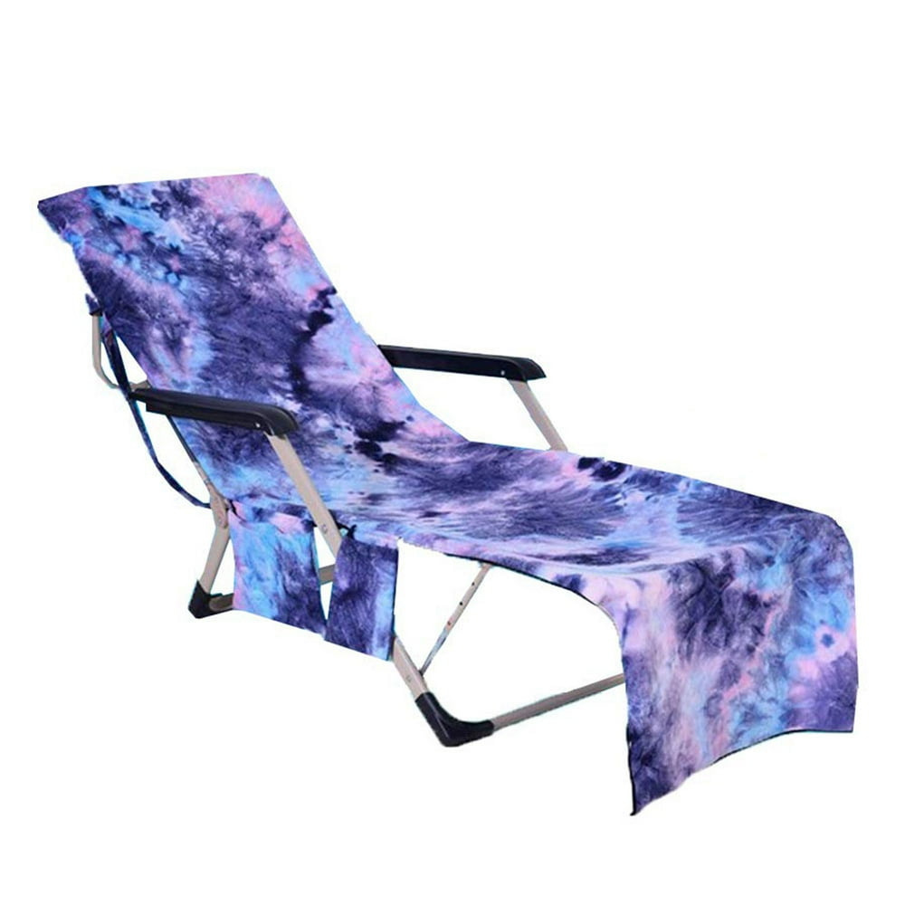 Beach Chair Cover Towel Lounge Chair Towel Cover with Side Storage Pockets Microfiber Terry 