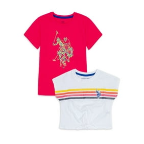 U.S. Polo Assn. Toddler Girl T-Shirt Bundle, 2-Piece (2T-5T)