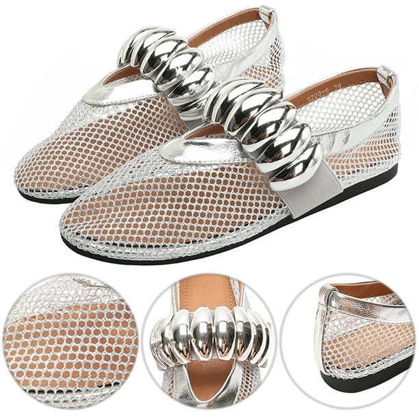 Zapatos Punta Redonda Mary Jane Flats Bailarinas Rejilla Cómodos Antideslizantes Transpirables Hugtrwg
